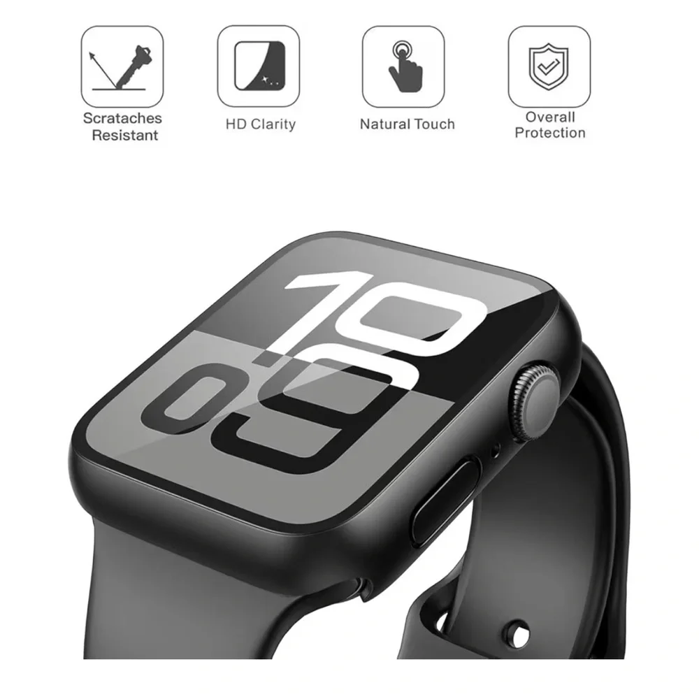 Misxi 2 Pack Tempered Glass Case Compatible for Apple Watch 11 / 10 46mm